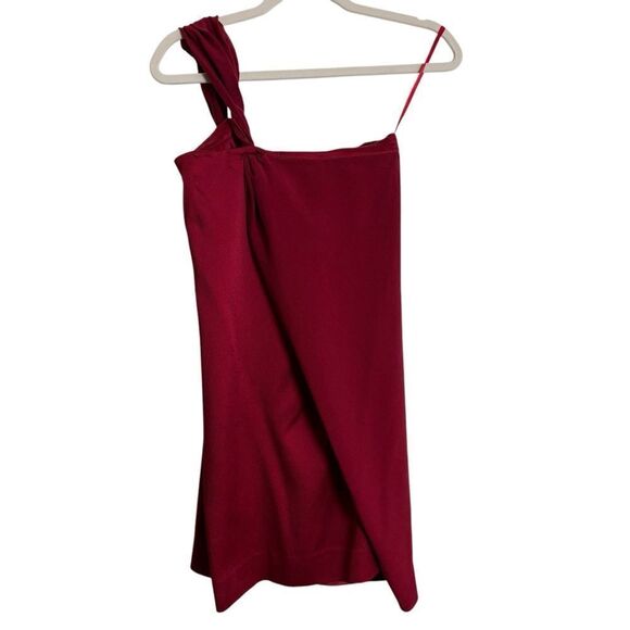Diane Von Furstenberg Valetta Red Silk Blend Mini Dress One Shoulder Size 2 - Picture 10 of 16